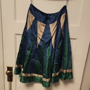 Monsoon Elegant Blue and Green Women's Silk Skirt